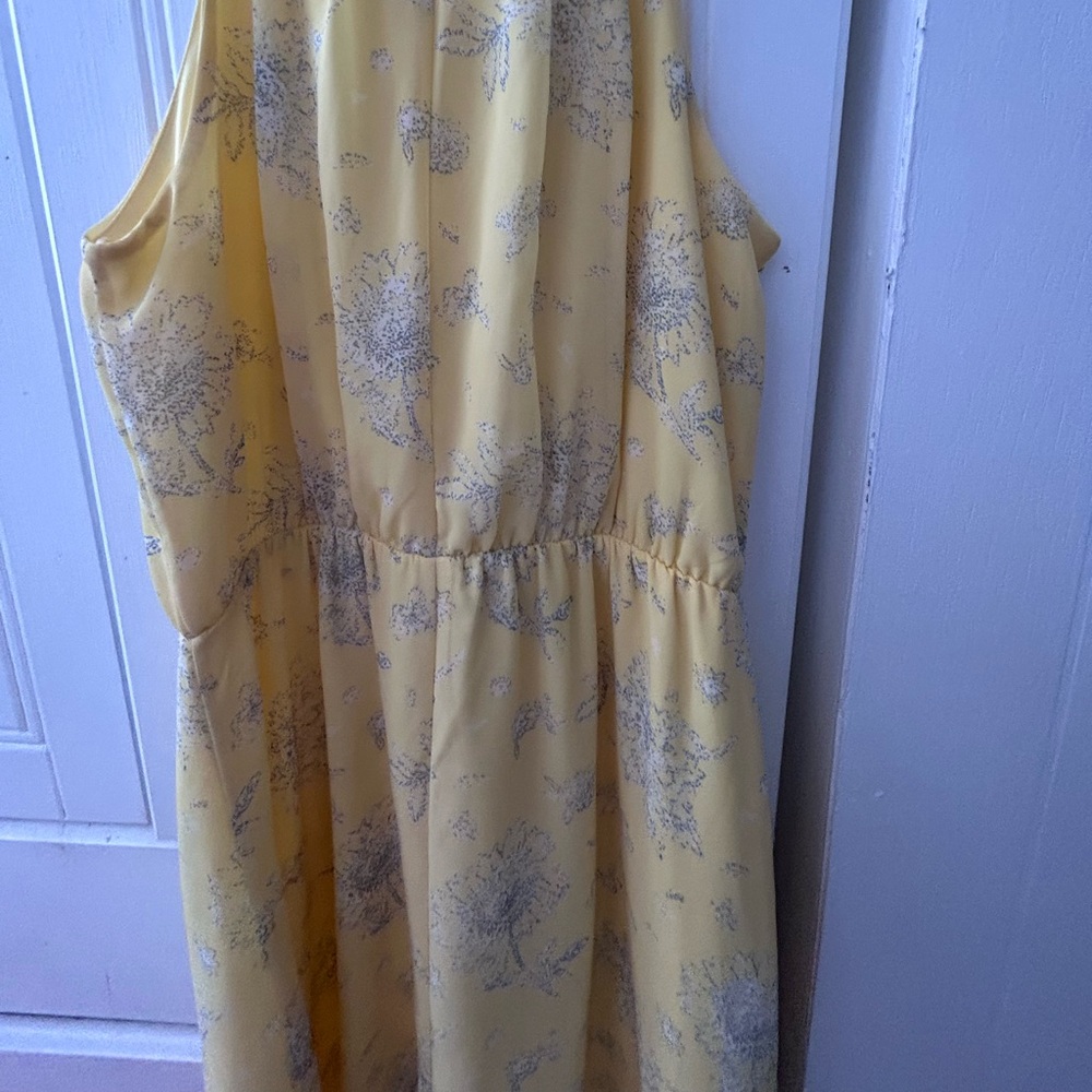 NWOT BLUE RAIN Yellow Sleeveless Dress w/Floral Print and Elastic Waist, Flared - Picture 11 of 14